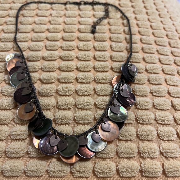 Pearlescent Disc Necklace and bracelet warm brown tones - Picture 2 of 5